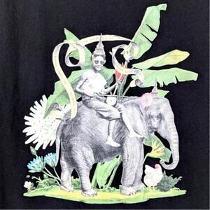 Jim Thompson x Mahanakhon M Elephant Graphic T-Shirt Black Cotton Thailand